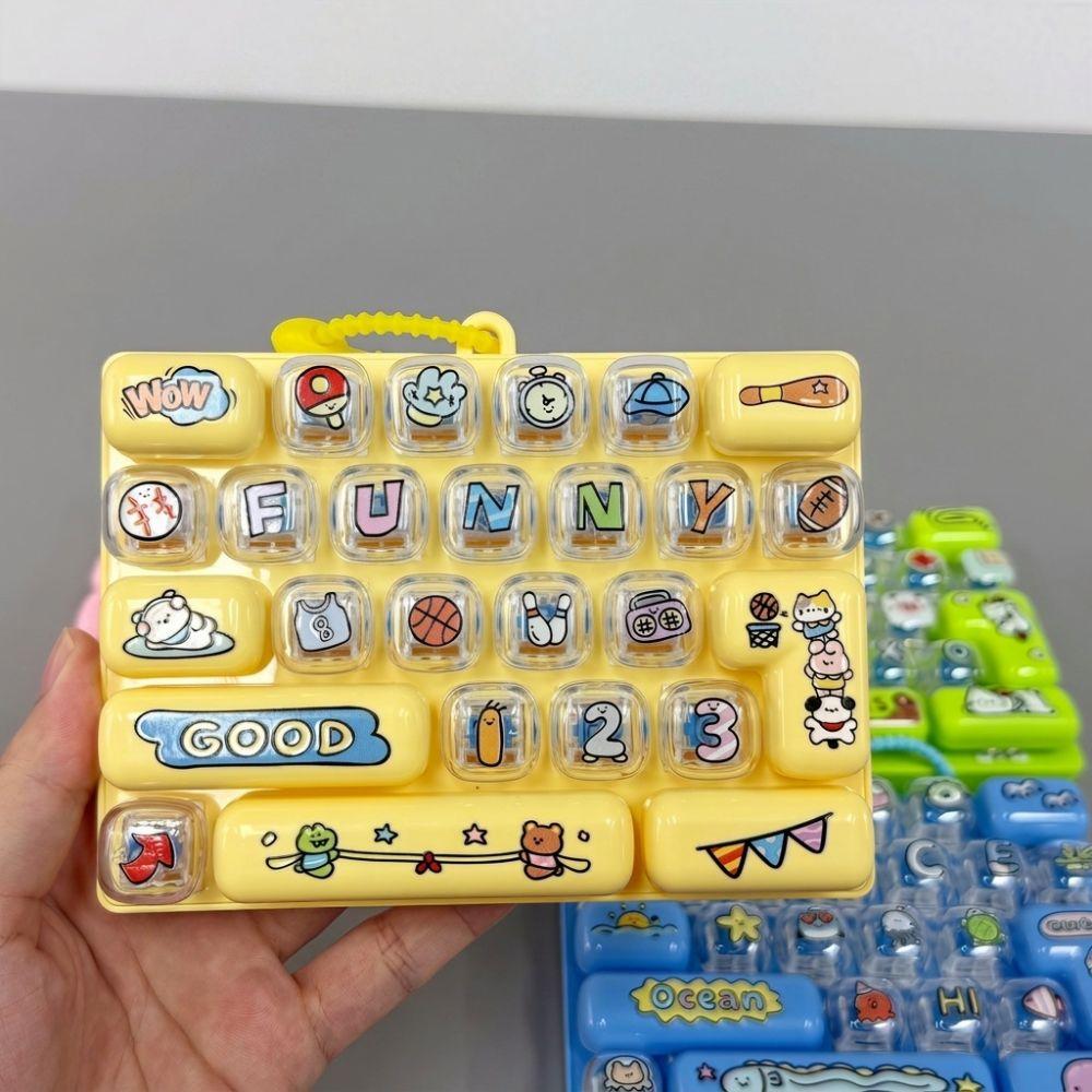Cartoon Mechanical Fidget Keyboard Clear Key Sounds Fingertip Button Key Ring Party Favor