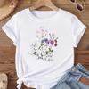 (Asian Size) Women Print Tee Top Fashion T Shirt Flower Style Trend 90s Sweet Woman Female T Clothing Short Sleeve Graphic T-shirts