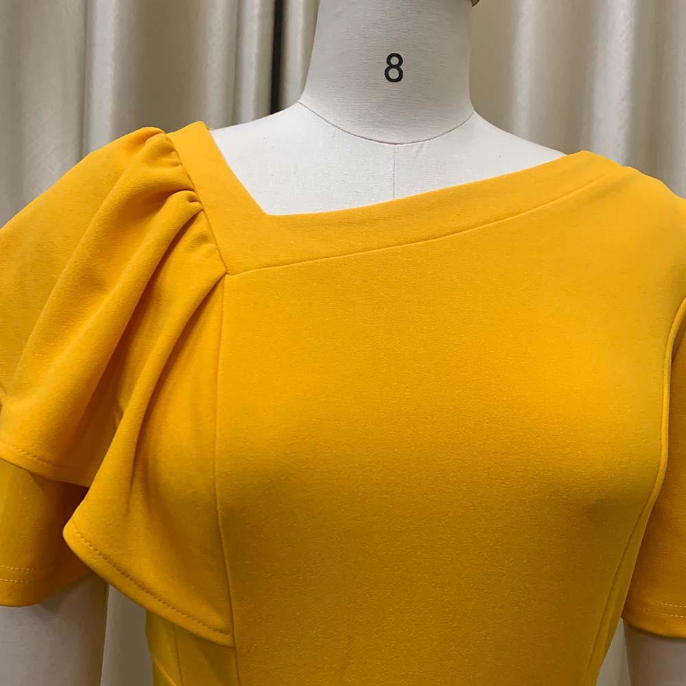 Женское летнее модное однотонное платье с рюшами и рукавами большого размера, женское элегантное цельное плиссированное тонкое платье