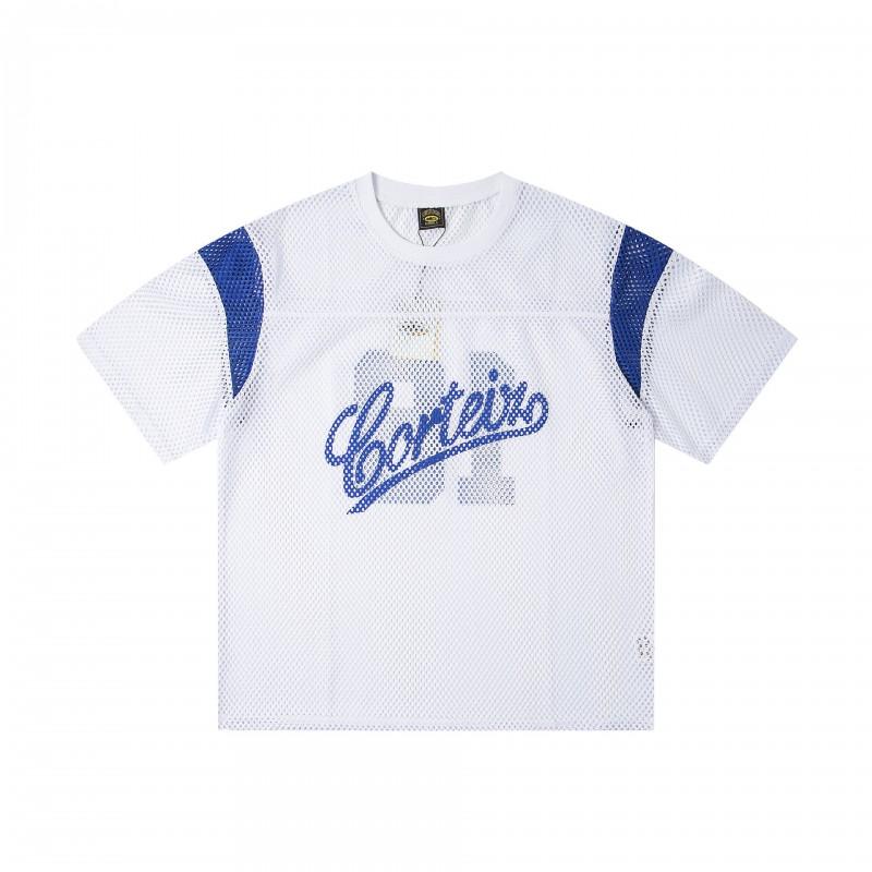 Mens Womens Loose Fit Cotton Blend Mesh Print Tee Short Sleeve Streetwear Casual T-Shirt