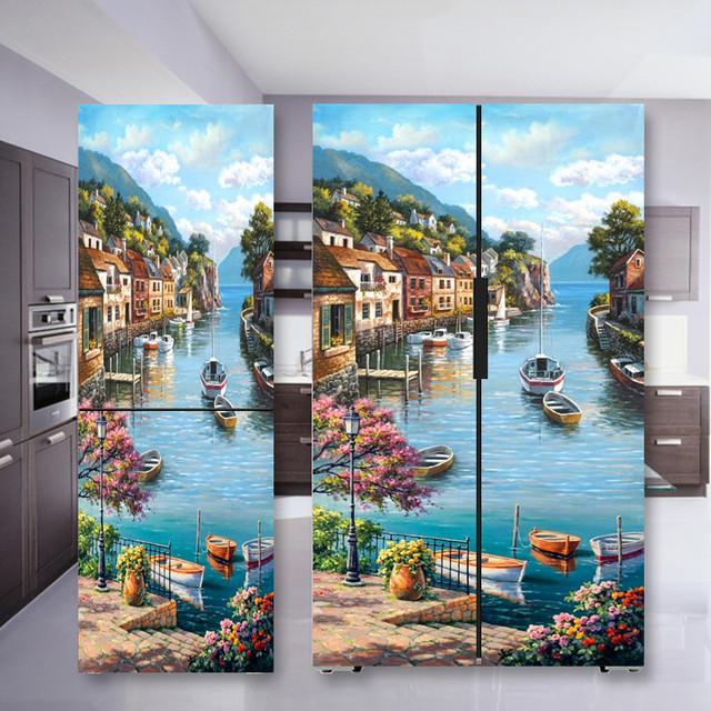 Наклейка на холодильник с кофе, дверная крышка, ПВХ, обои на холодильник, виниловая самоклеящаяся съемная наклейка на стену для замораживания, домашний декор