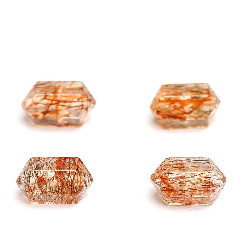 Hongchu Crystal Natural full-bodied black gold super double-pointed barrel bead DIY Jewelry accessories loose beads