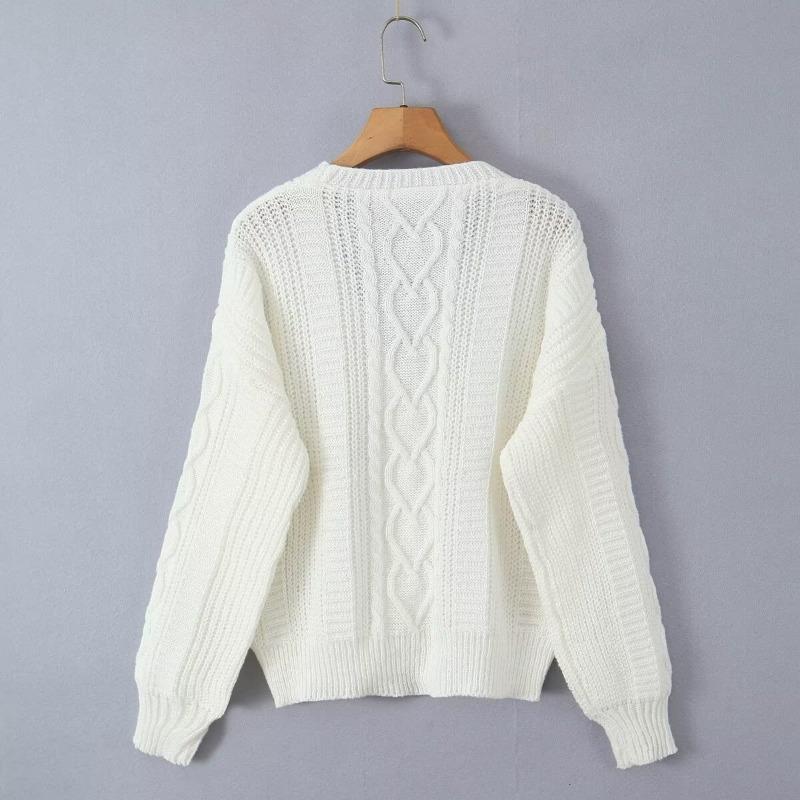 Women's Autumn and Winter Single-breasted Knitted Cardigans Solid Color Gentle Style Sweater Jacket Versatile
