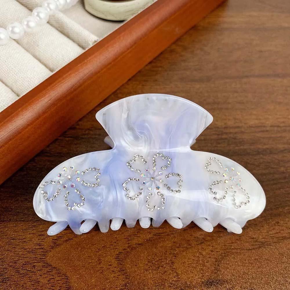 Korean Style Women Shark Clip Iridescent Acrylic Hair Claw Rhinestone-inlay Hair Claw Female