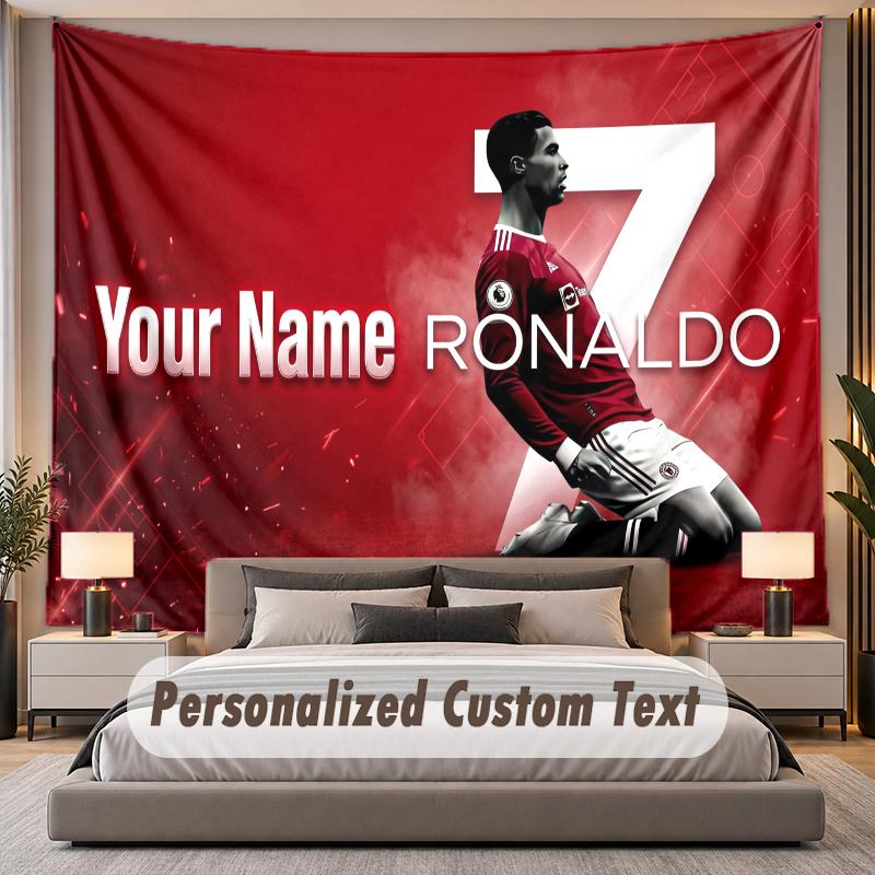 Custom Name Text Tapestry Cristiano Ronaldo Personalized Polyester Wall Tapestry For Bedroom And Room