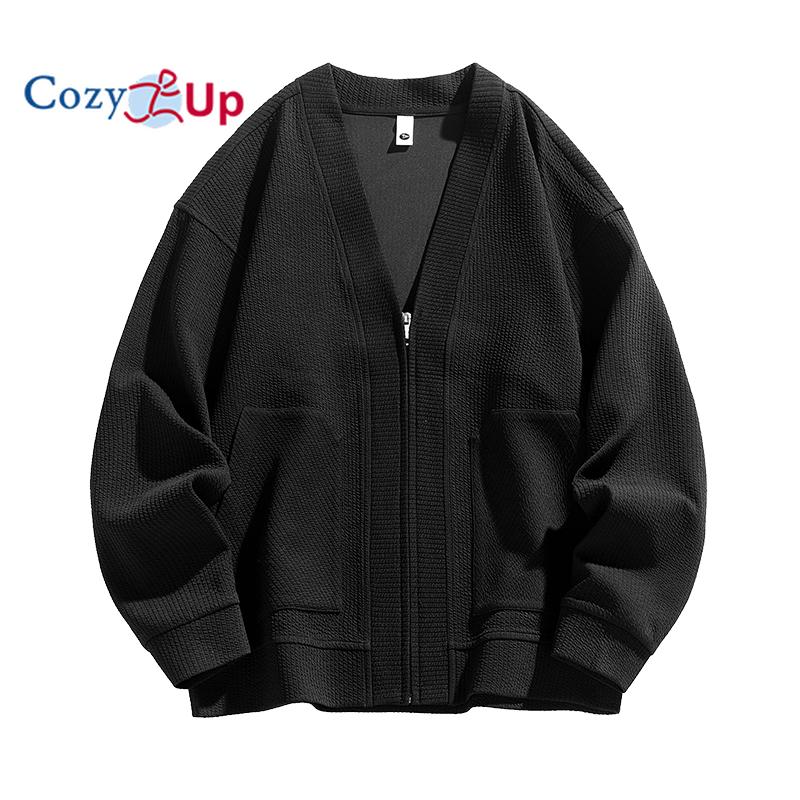 Уютный мужской кардиган, свитер из полушерсти, вязаный кардиган с V-образным вырезом и пуговицами, с карманами