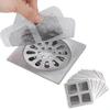 50 Pack Disposable Shower Drain Hair Catcher Stickers - Adhesive-Backed Plastic Mesh Filter Covers, Clog-Preventing Hair & Debri