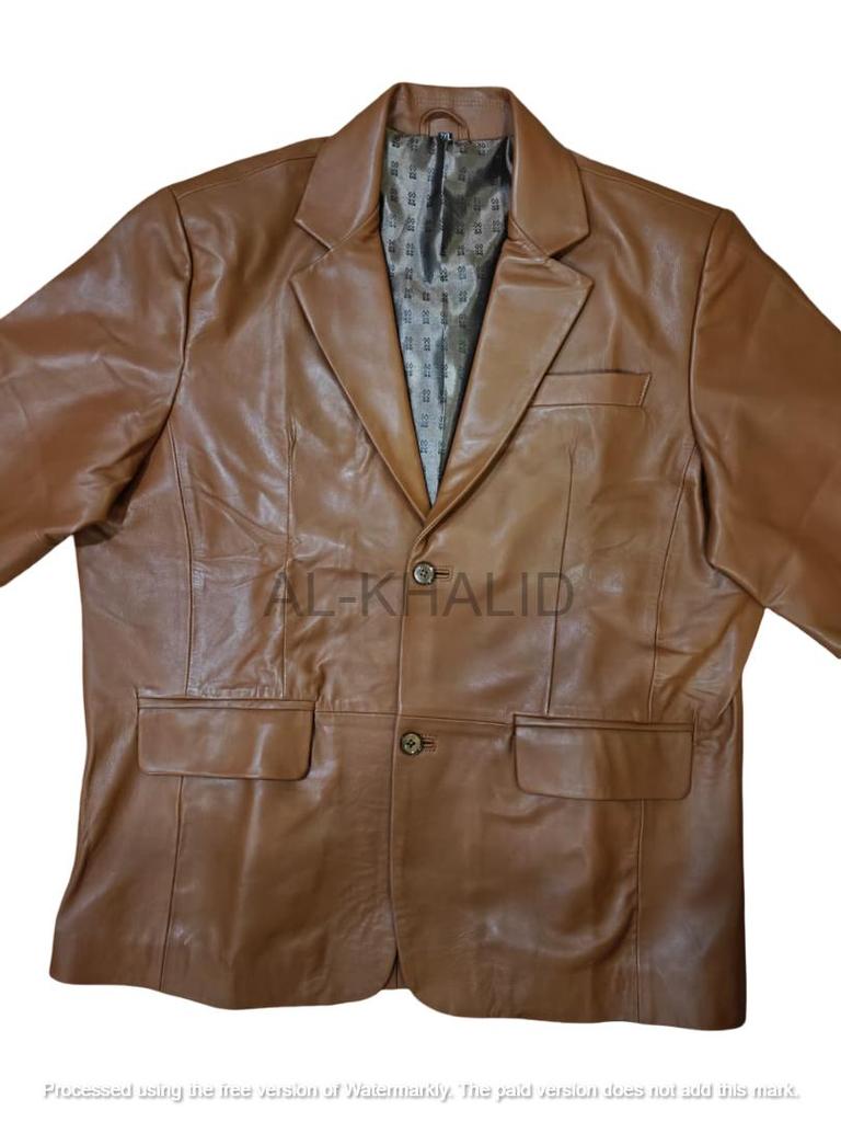 Formal Party Business Handmade Brown Men's Genuine Lambskin Leather Blazer Coat