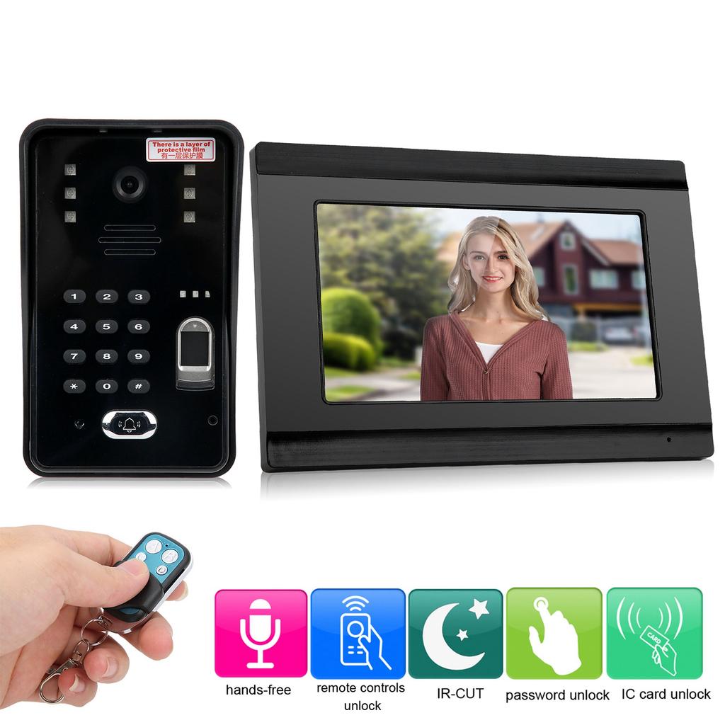 7-дюймовый видеодомофон безопасности проводной Wi-Fi отпечаток пальца пароль IC карта удаленная разблокировка ночное видение