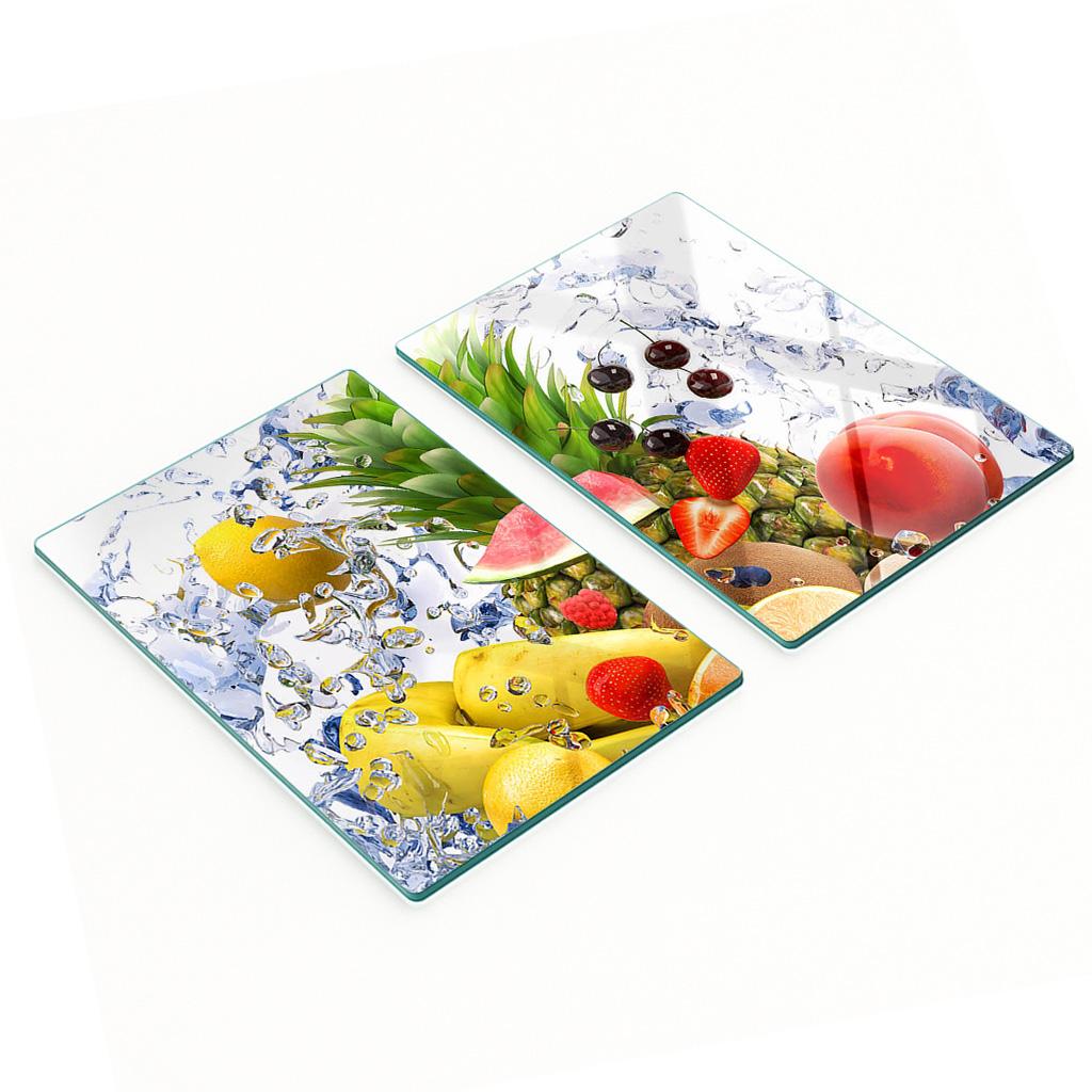 Decorative Glass Chopping and Serving Boards for Fruit and Water 2x40x52 cm