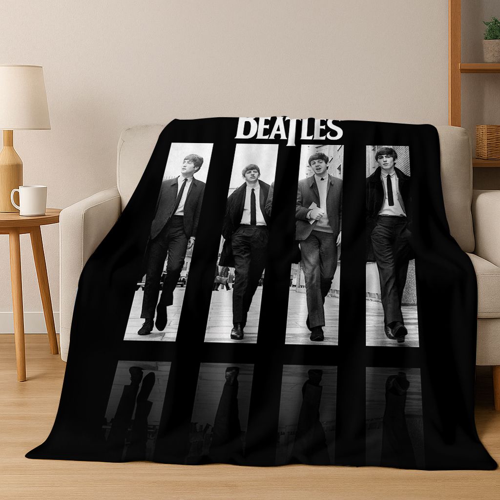 3D B-Beatles Rock Band Star Flannel Blanket Soft Warm Throw Blanket for Bed Bedroom Room Living Room Travel Camping Picnic Gift