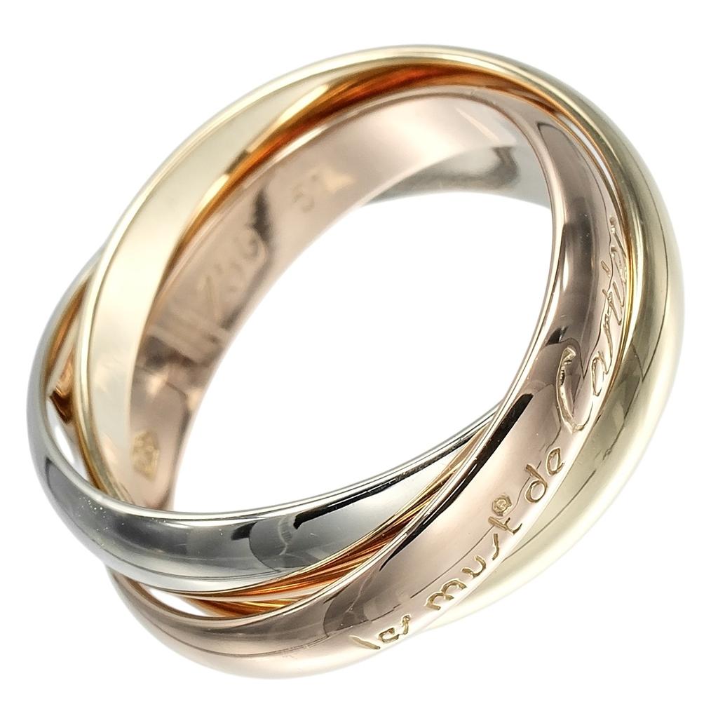 CARTIER Trinity Ring 0.1" band K18 Gold (YGxPGxWG) #4.3(US Size) 6.66g Women Used