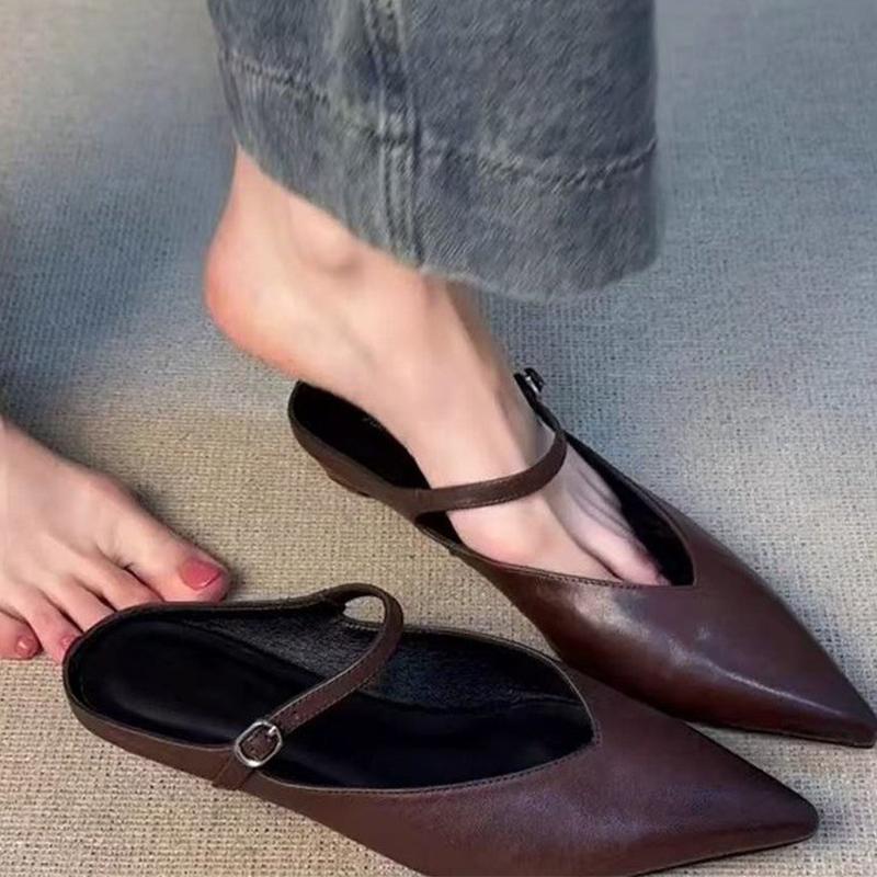 Модные женские шлепанцы с острым носком, повседневные туфли-слингбэки, удобная обувь для ходьбы, женские сандалии, тренд лета 2025, брендовые, ретро, женские zapatos