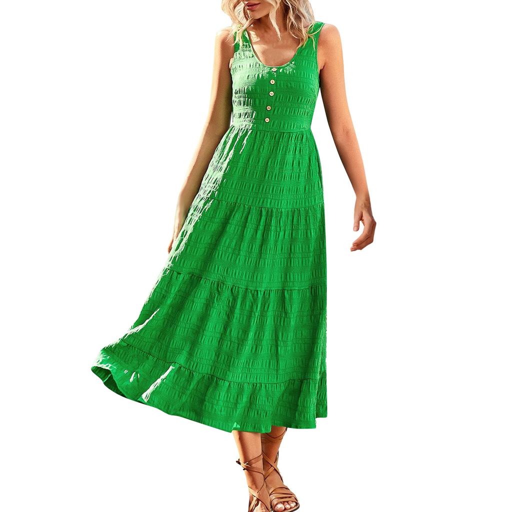 Женские повседневные летние платья, однотонные платья-майки без рукавов, расклешенные сарафаны миди, длинные