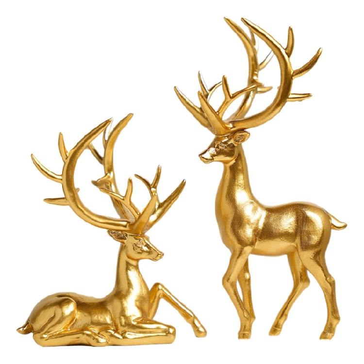 Resin Elk Figurines Reindeer Sculpture With Fine Detailing Resin Deer Statue For Upscales Home And Office Accent