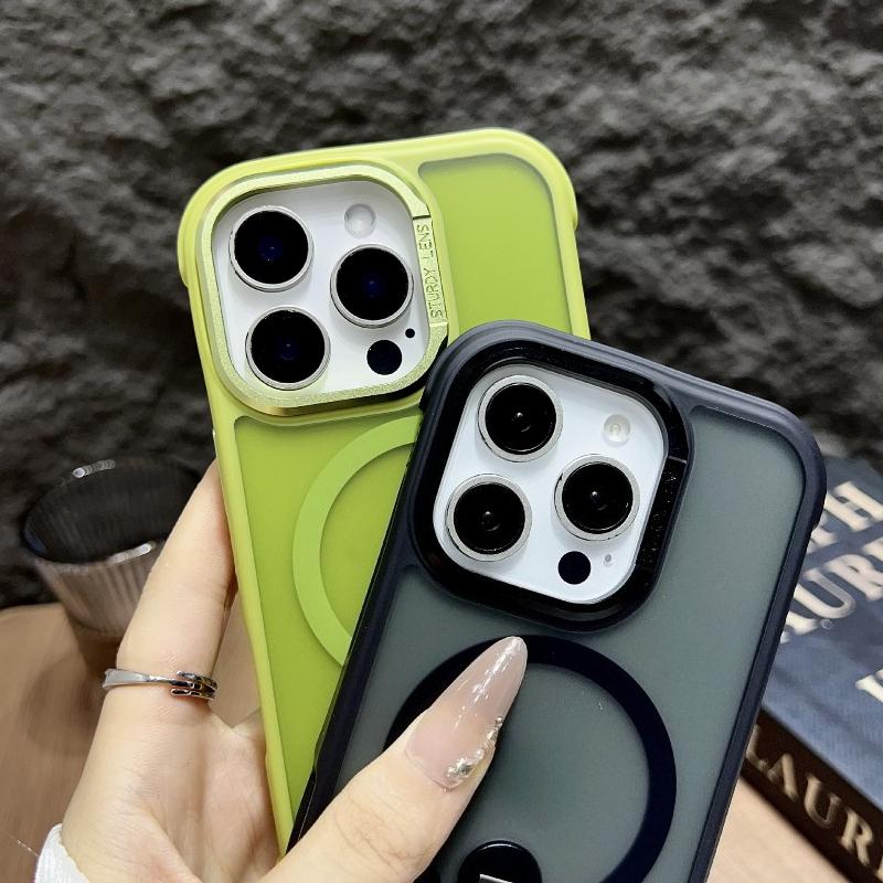 360° Rotating Invisible Stand Matte Magnetic For Magsafe Case For iPhone 17 Pro Max 16 15 14 13 12 18 Pro Max Shockproof Bumper