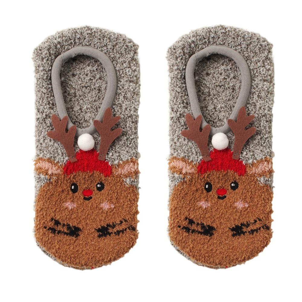 Мультяшные противоскользящие носки для пола коала рождественские домашние носки кавайные коралловые флисовые носки-лодочки для детей
