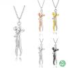 S925 Sterling Silver Hug Necklace, Creative Couple Pendant, Stylish Embrace Collarbone Chain