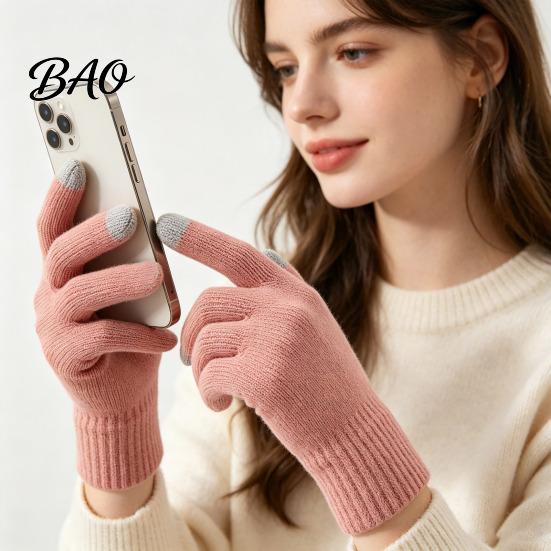 Sensitive Conductive Fingertip Gloves Knitted Touchscreen for Women Men, Winter Warm Five Finger Gloves, Thermal Cold Weather Texting Driving