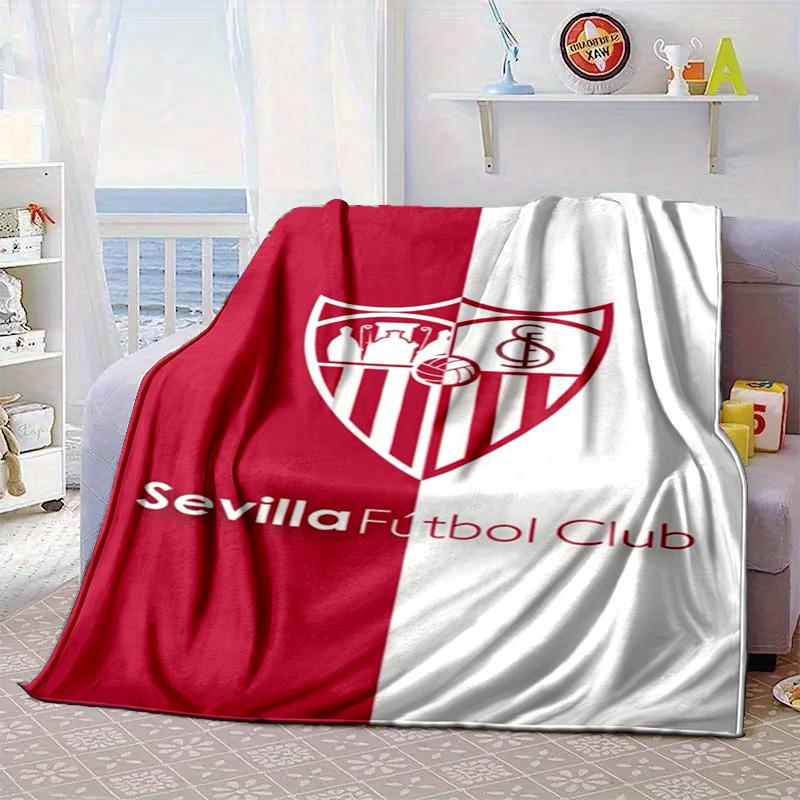 Sevilla Fc Crest Design Portable Blanket/Soft Blanket Bedding Blanket Suitable for Travel Camping Living Rooms Offices Sofas Fan Gifts