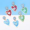 Pinkdudu New Fashion Blue Heart Devil's Eye Drop Earrings Exaggerated Creative Red Green Earring for Women Jewelry PD1244