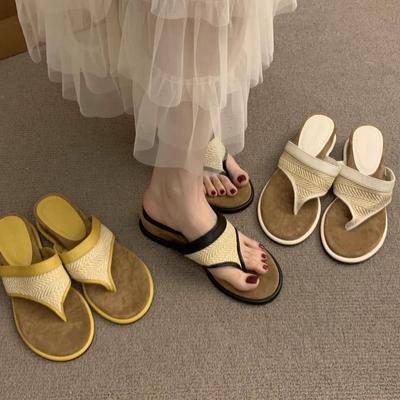 Литературно-художественная серия Mori прекрасна~ ретро и удобные универсальные шлепанцы на танкетке с открытым носком женские римские сандалии пляжные крутые шлепанцы