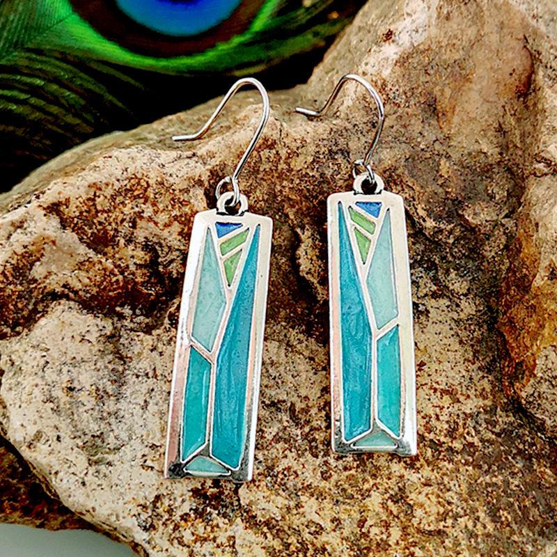 Персонализированные ретро серьги из тайского серебра с опалом, креативные цветные серьги-паркет