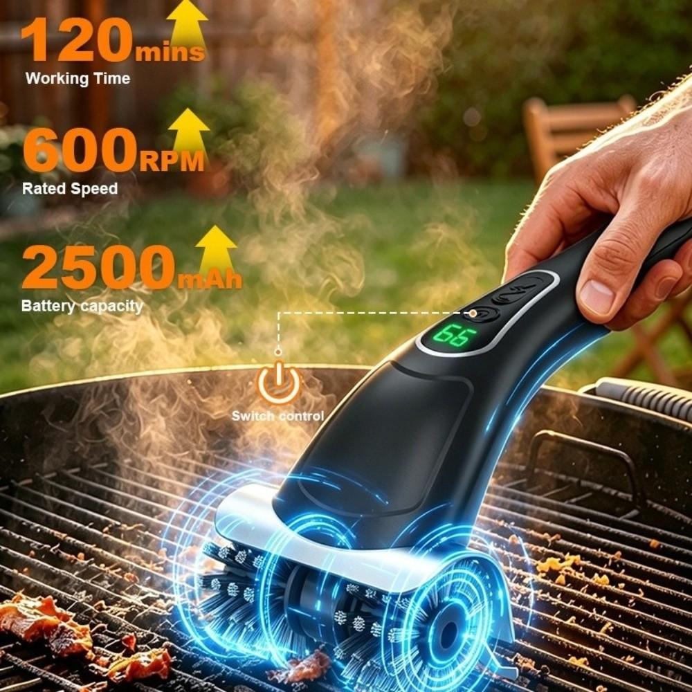 Removable Head Electric Grill Brush 2-Speed Settings Rotating Barbecue Brush  Household