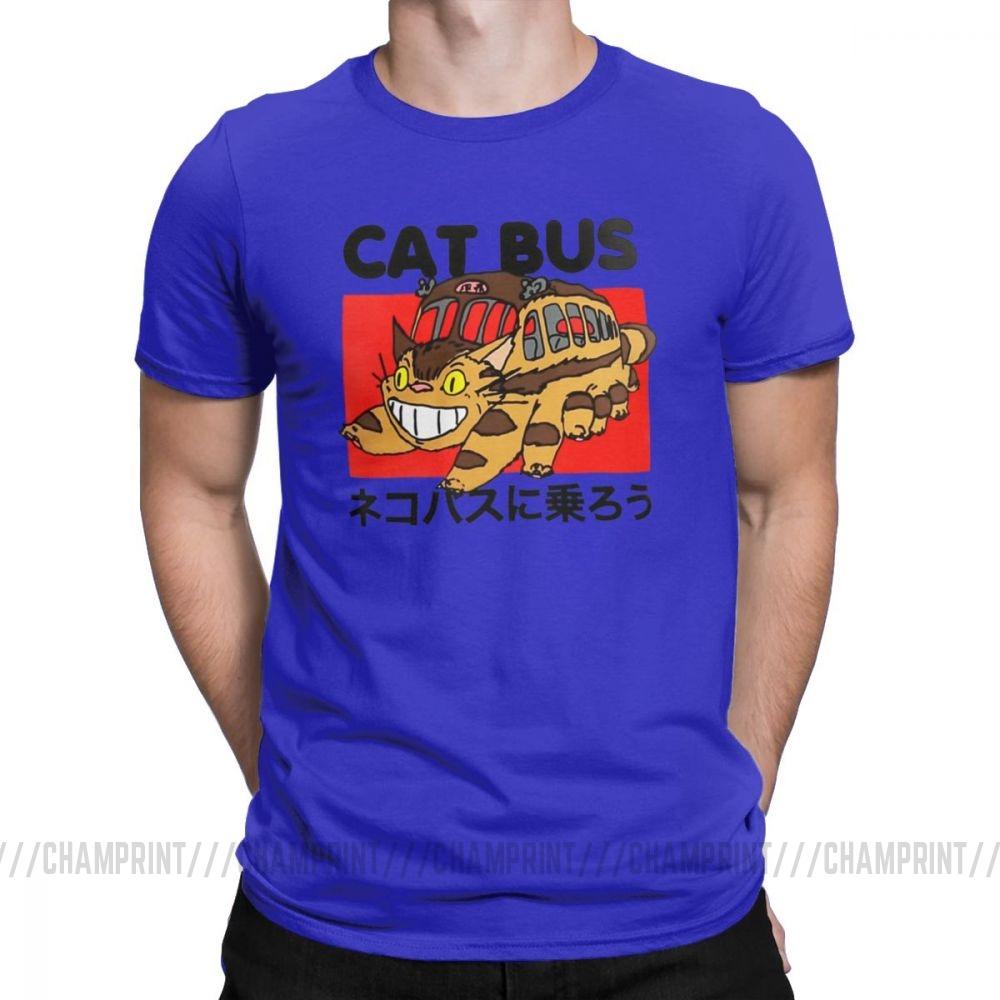 Men S T Shirt Cat Bus Funny Cotton Tee Shirt Short Sleeve My Neighbor Totoro T
