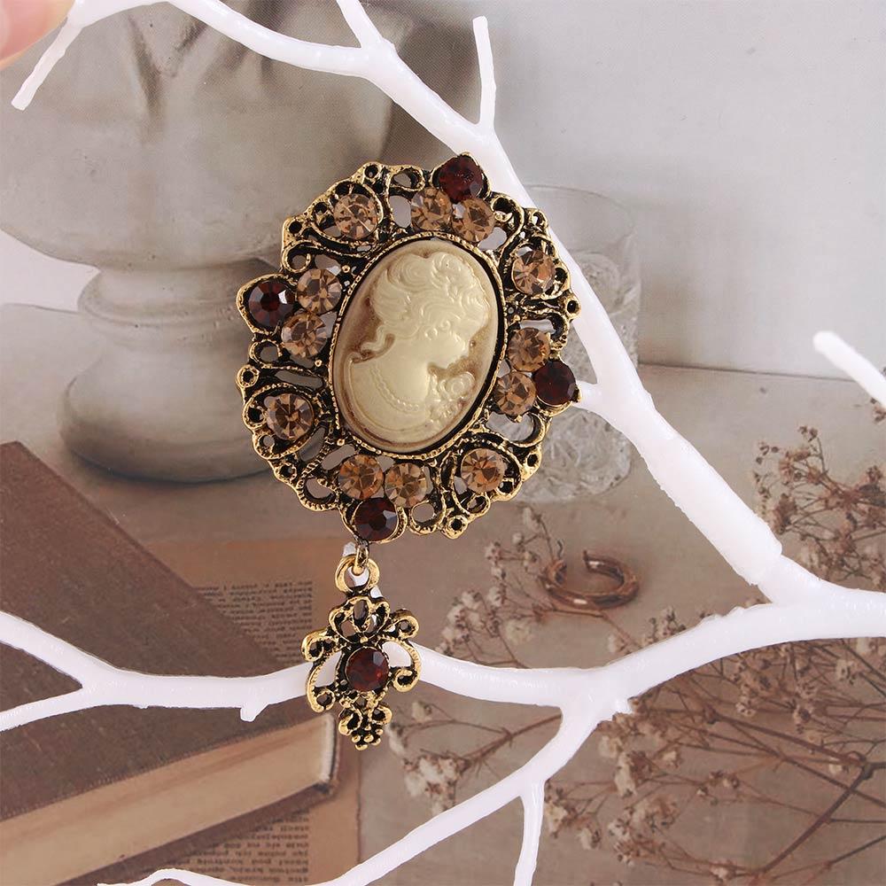 Used for Jewellery Gift Antique Vintage Pin Brooch Victorian Stone Women Pendant Cameo Brooch