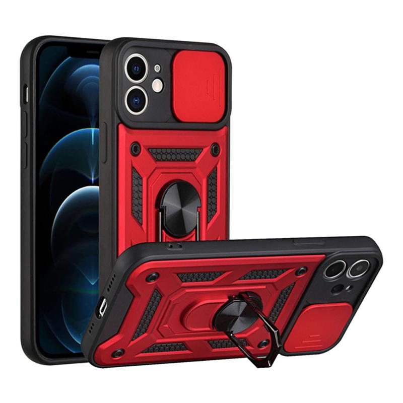 Чехол-бампер Armor Slide с защитой камеры для iPhone 13 12 11 Pro Max XR XS Max 6 7 8 Plus, с подставкой-кольцом, противоударный