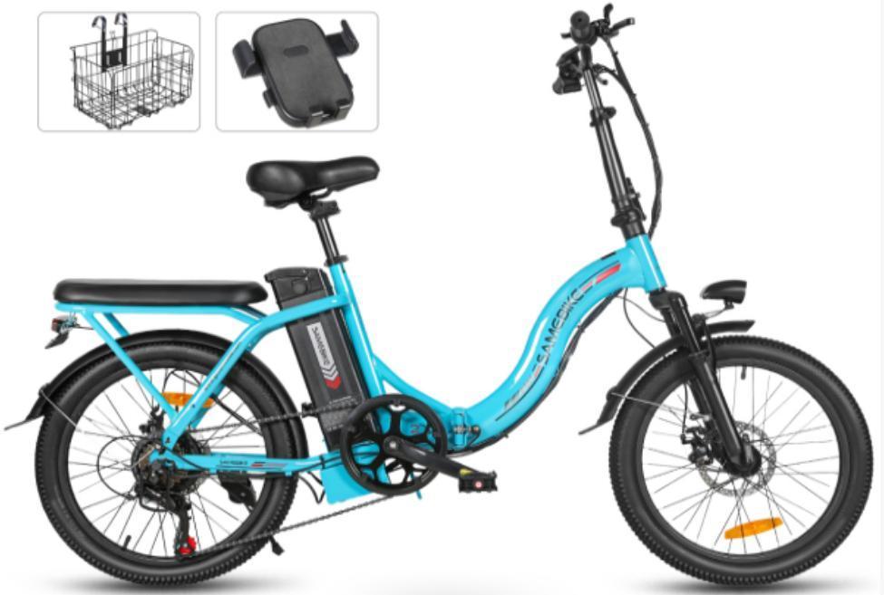 Samebike 2026 CY20 folding electric bicycle, silent motor, 36V 12Ah detachable battery, 20 inch electric bicycle