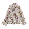 2025 Spring Women's Floral Print Long-Sleeve Shirt: Loose, Casual, Versatile with Turn-Down Collar.