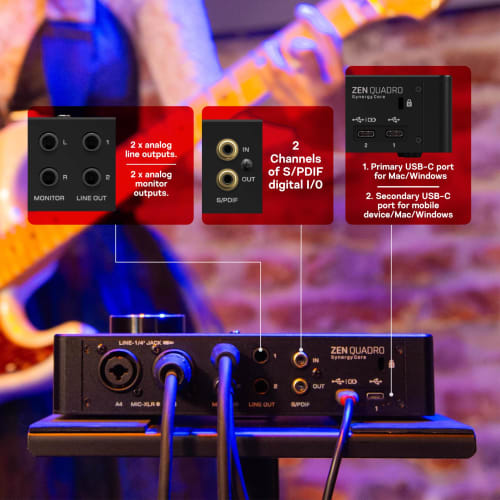 Antelope Audio Zen Quadro USB-C Podcast & Recording Interface ? 4 Discrete Studio-Grade Mic Preamps, Pro Conversion & Clocking, Built-in Studio Effect