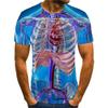 Скелет Внутренние органы 3D Мужская футболка с коротким рукавом Повседневная забавная одежда Топы Уличная свободная футболка