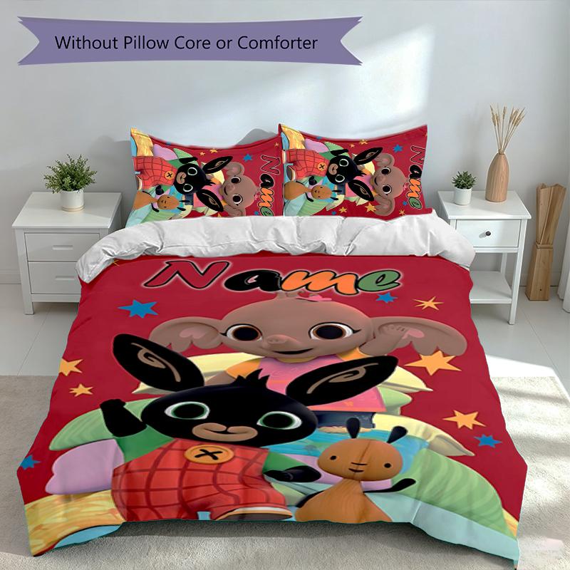 3pcs Custom Name Bing Set,Includes 1 Duvet Cover and 2 Pillowcases,All-season Bedroom Decor