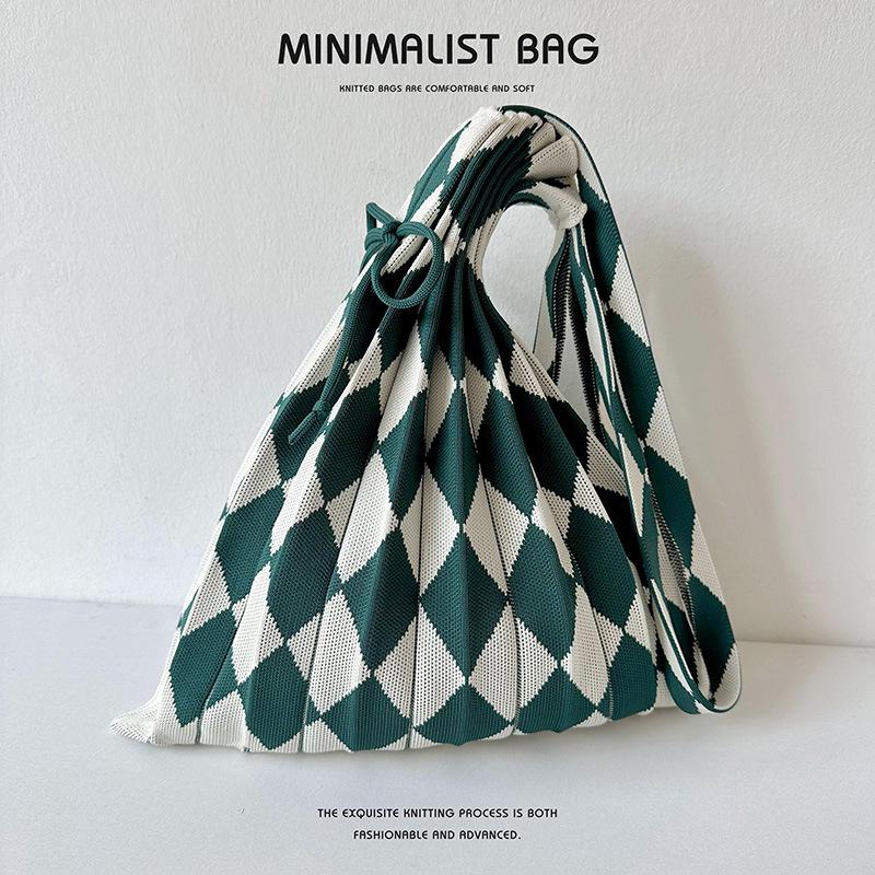 Женская модная трикотажная плиссированная сумка-аккордеон через плечо