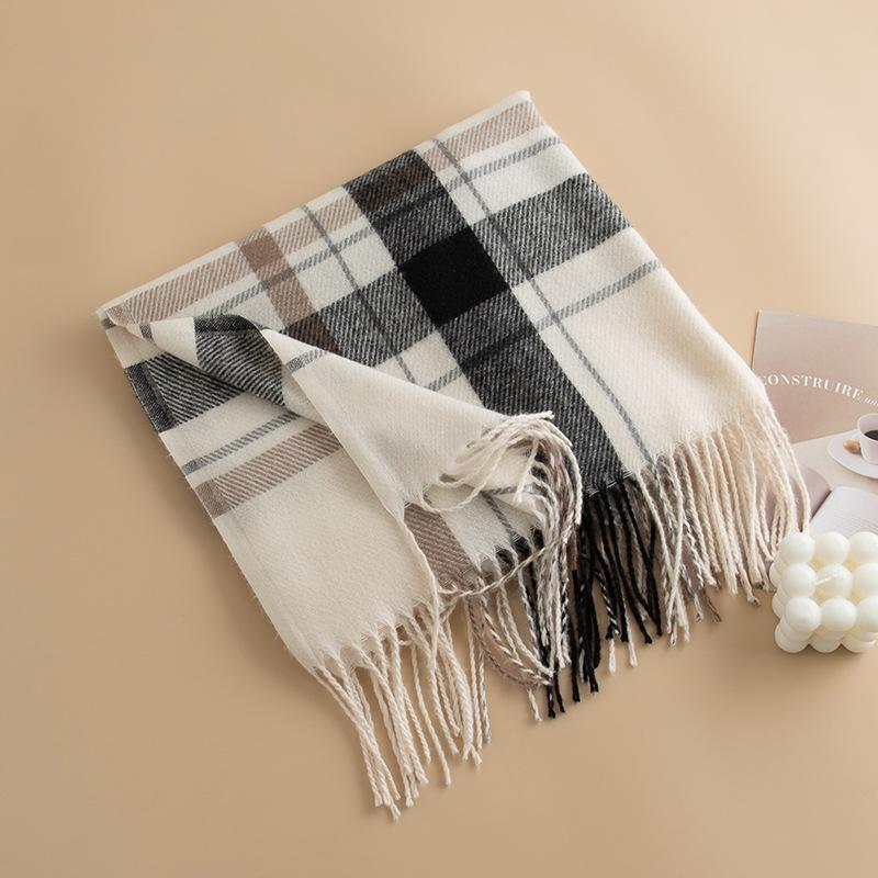 British Style Scarf Women's Winter High End New Autumn and Winter Thickening Versatile Atmosphere Warm Scarf