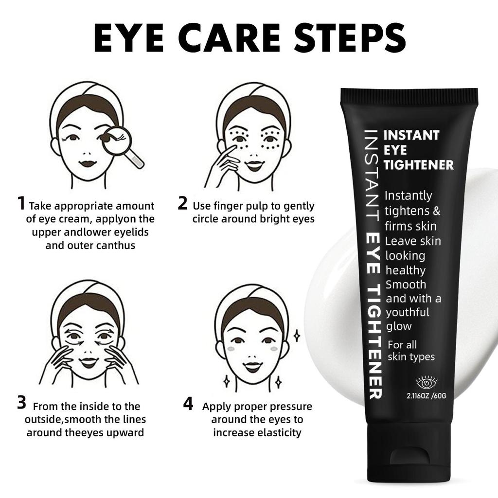 Крем для мгновенного подтягивания кожи вокруг глаз - мгновенно подтягивает и укрепляет кожу вокруг глаз, глубоко увлажняет и разглаживает кожу, уменьшает мешки под глазами - мягкий и безопасный для ежедневного использования, 60 г