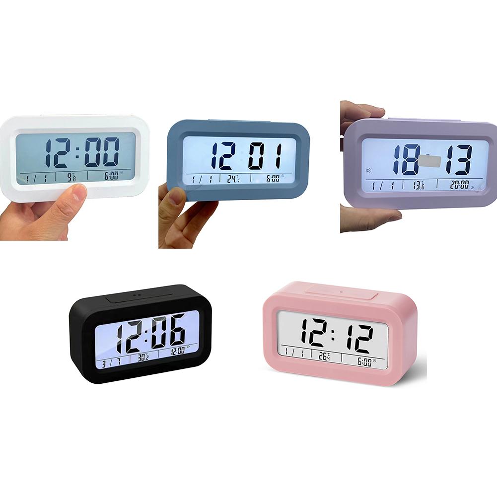 Alarm Clock 3 Sets Alarms Loud Time Temperature Calendar Week Display Snooze Electric Clock For Deep Sleepers Kids Elderly