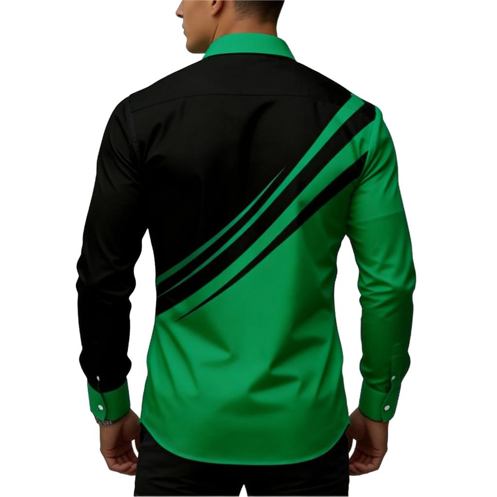 Мужские рубашки с длинным рукавом, рубашки в стиле business casual, мужские рубашки на пуговицах с отложным воротником и цветными блоками