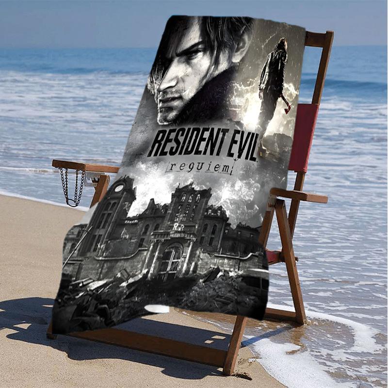1pc Resident Evil Beach Towel, Beach and Seaside Swimming Pool Equipment, Fashion Pattern, Rectangular, Travel Essentials