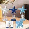 Коллекция статуэток морских звезд, морской рустик, настольное украшение, декоративная статуя, деревянная скульптура для книжной полки, декорация прихожей