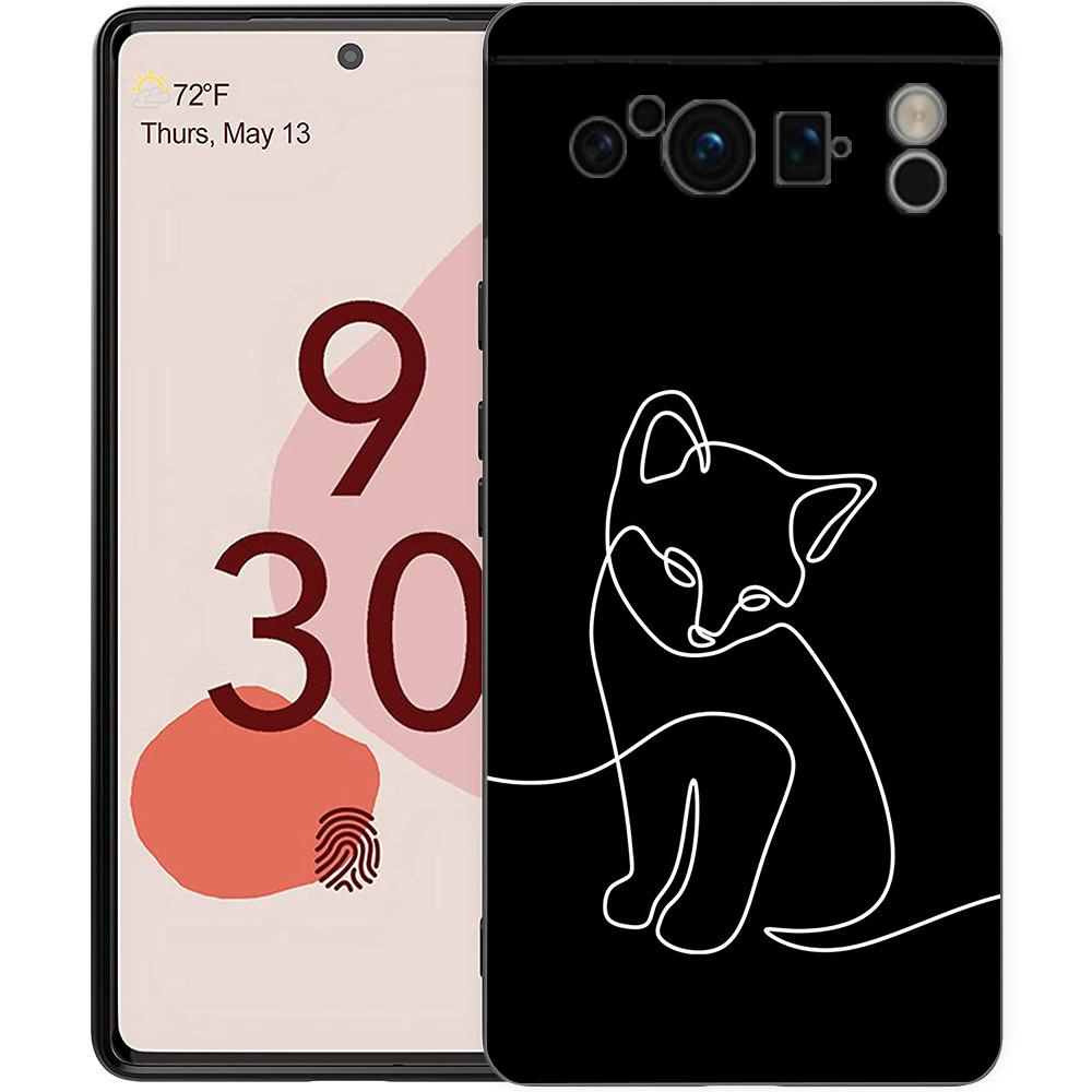 Кот Линия Черные Коты Чехол для Телефона Google Pixel 8 Pro Pixel 9 Pro XL TPU Чехол Pixel 8 Pro 8A 7A 7 6A 6 Pro Мягкий Черный Чехол