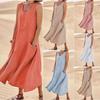 Summer Fashion Loose Sleeveless Pocket Dress Crew Neck Elegant Women Plus Size Casual Simple A-line Party Dresses Solid Color Streetwear Clothing