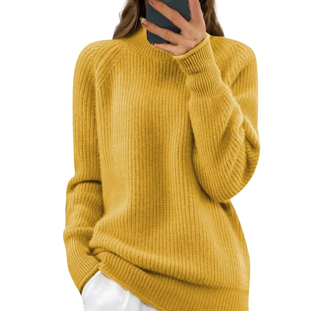 Женский модный круглый вырез однотонный вязаный свитер топ пуловер повседневный свитер