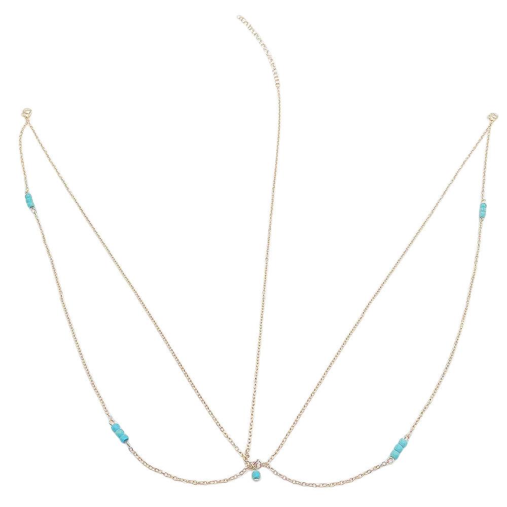 Bohemian ethnic style belly dance headgear hair beads, simple turquoise head chain hair accessories