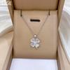 Cat'S Eye Lucky Grass Fashion Light Luxury Temperament Gorgeous Full Diamond Necklace Female Versatile Collarbone Chain Titanium Steel
