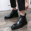 WAERTA кожаные ботинки на молнии со шнуровкой, высокие, британские, универсальные, модные, деловые, мужские, на платформе, повседневные, качественные ботинки для мужчин