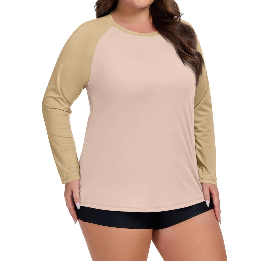 Women's Solid Color Large Size Long Sleeve Swimsuit Sun  Jacket Quick Dry Hiking Top
